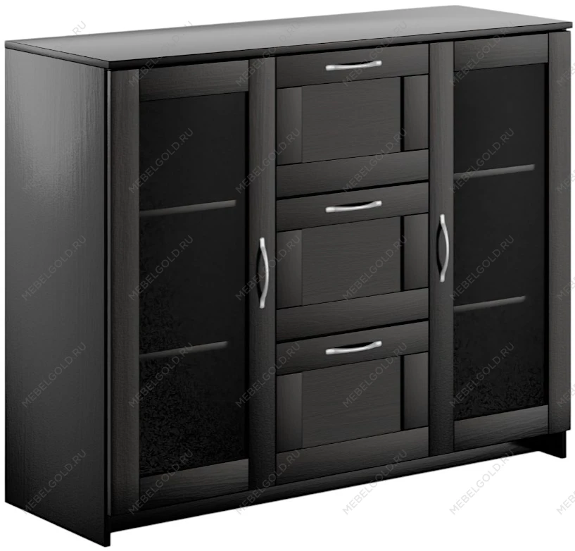 БРИМНЭС / СИРИУС тумба ИКЕА / IKEA 2 двери со стеклом и 3 ящика 117х95 Дуб Венге