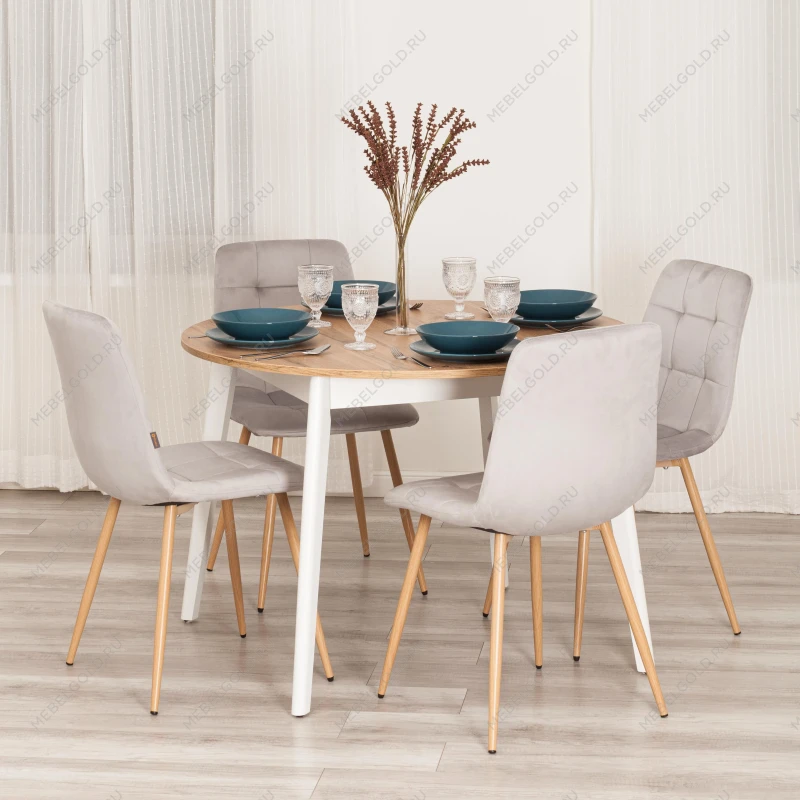 Стул CHILLY (mod. JSC-220), Велюр/металл, 44,5х52,5х88 см, Light grey (светло-серый) HLR14 / натуральный | изображение 10