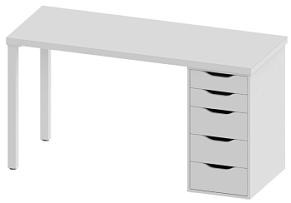 ИНГАР стол письменный ИКЕА / IKEA белый, 140x75, с одной тумбой