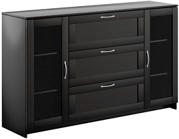 БРИМНЭС / СИРИУС тумба ИКЕА / IKEA 2 двери со стеклом и 3 ящика 156х95 Дуб Венге