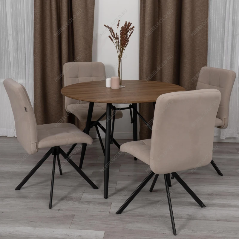 Стул обеденный Medeo, поворотный механизм 360, велюр, бежевый, 7 | изображение 8