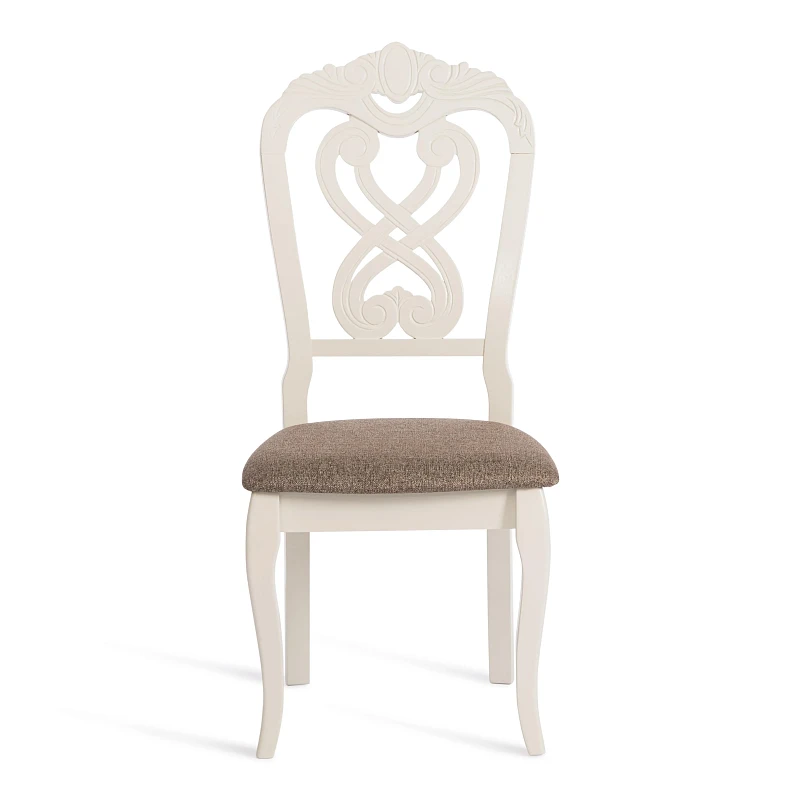Стул -Андромеда/Andromeda, дерево гевея, 47х55,5х107 см, Ivory white, ткань коричневая S168-7 | изображение 4