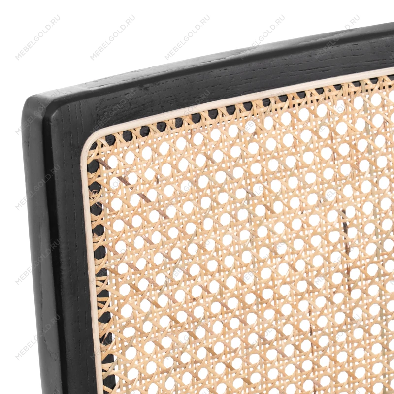 Стул MANI, дерево вяз, ротанг/ткань лен, металлический каркас, черный, 46х46х78 см | изображение 6