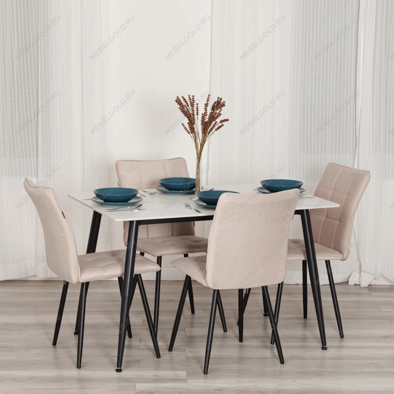 Стул обеденный Bari, LT, велюр, бежевый/черный, 7, 41х55х89 см | изображение 10