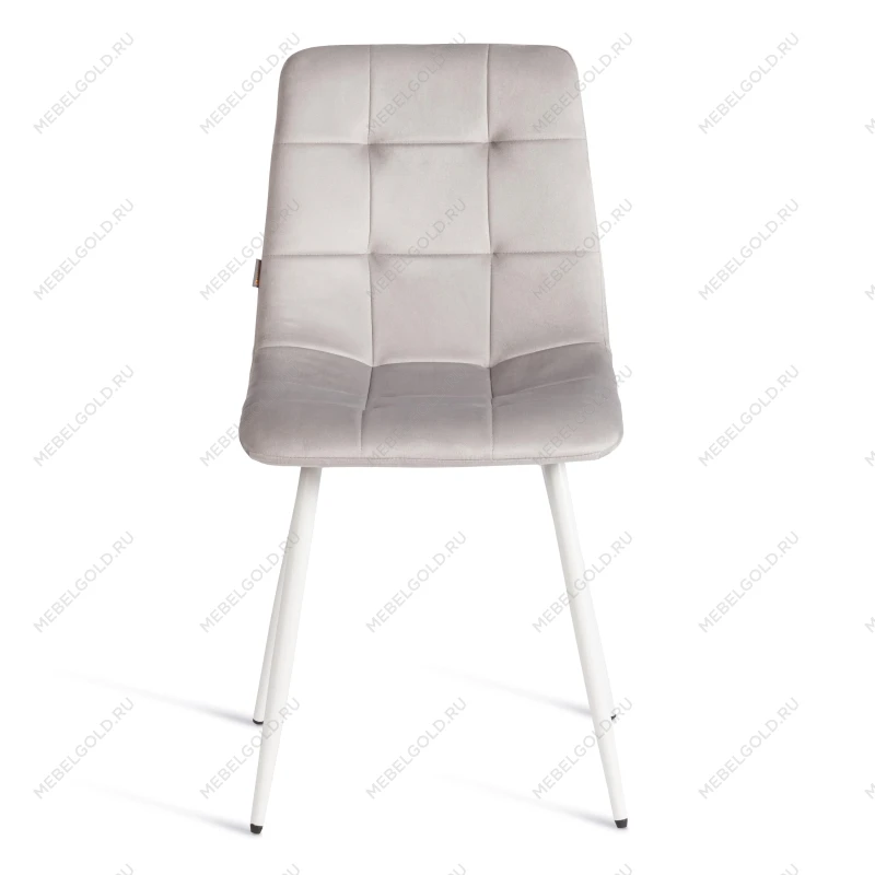 Стул CHILLY (mod. JSC-220), Велюр/металл, 44,5х52,5х88 см, Light grey (светло-серый) HLR14 / белый | изображение 4
