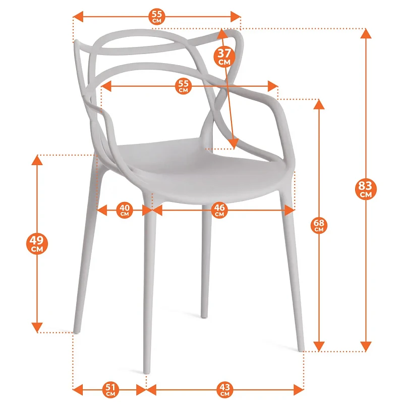 Стул Cat Chair (mod. 028), пластик, 53 x 59 x 82,5 см, черный (Black 3010) | изображение 8