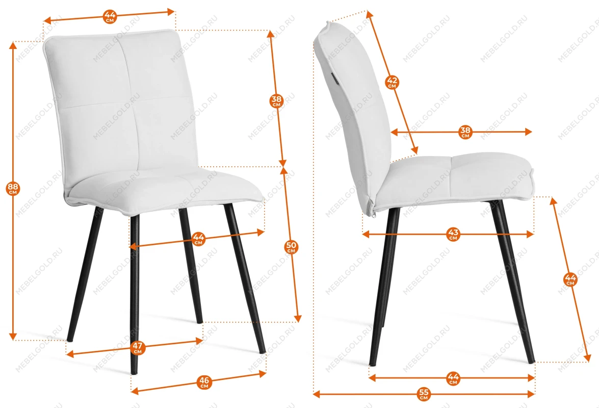 Стул обеденный Sweet, LT, флок, молочный/черный, 4, 41х55х88 см | изображение 15