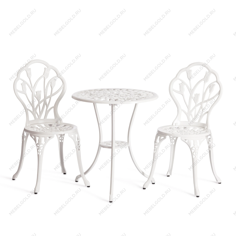 Комплект Secret De Maison Waltz of flowers (стол +2 стула), алюминиевый сплав, D60/H67, 52Х40Х89см, butter white