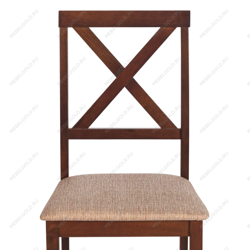 Обеденный комплект Хадсон (стол + 4 стула)/Hudson Dining Set, дерево гевея/мдф, стол: 110х70х75см / стул: 44х42х89см, cappuccino (темный орех), ткань кор.-зол. (1 | изображение 7