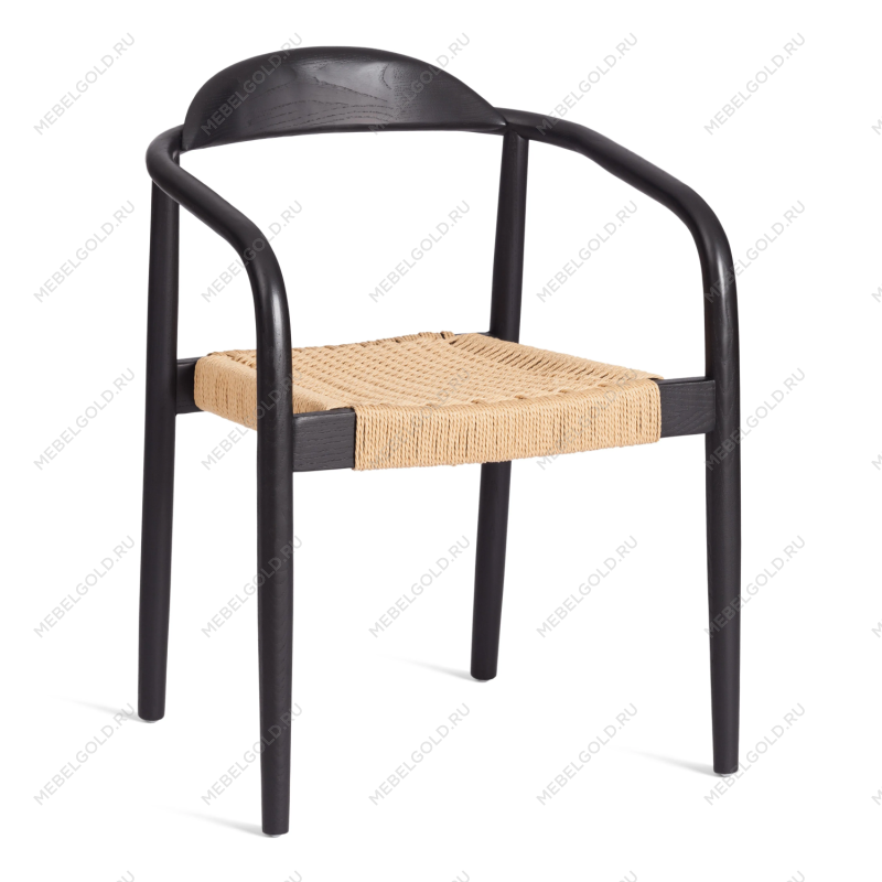 Стул MIDGARD, дерево вяз/бечевка, черный, 50х51х78,5 см