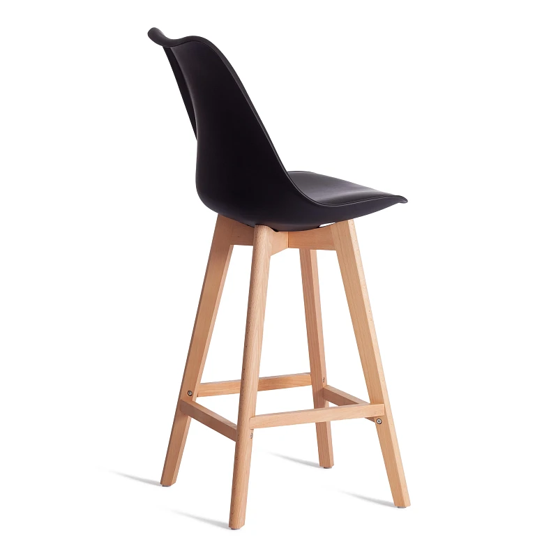 Стул барный TULIP BAR (mod. C1014H-1)/1 шт. в упаковке, пластик/дерево, 42 х 47,5 х 104 см, Black (Черный) 3010/ натуральный | изображение 2