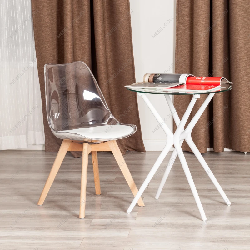 Стул TULIP (mod. 73-1), дерево/пластик/экокожа, 47,5x55x80 см, Прозрачный (Transparent) | изображение 9