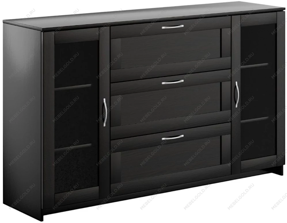 БРИМНЭС / СИРИУС тумба ИКЕА / IKEA 2 двери со стеклом и 3 ящика 156х95 Дуб Венге