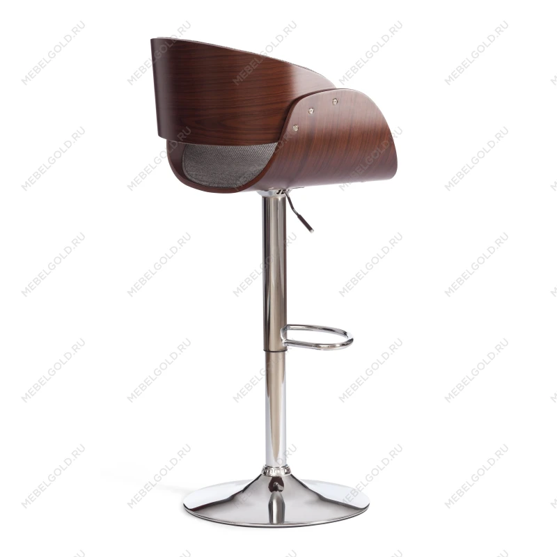 Барный стул LANDO (mod.4036), металл/дерево/ткань, 59х51х93-114 см, высота сиденья 62-83 см, серый/орех/хром, Aimcasa 28 | изображение 2