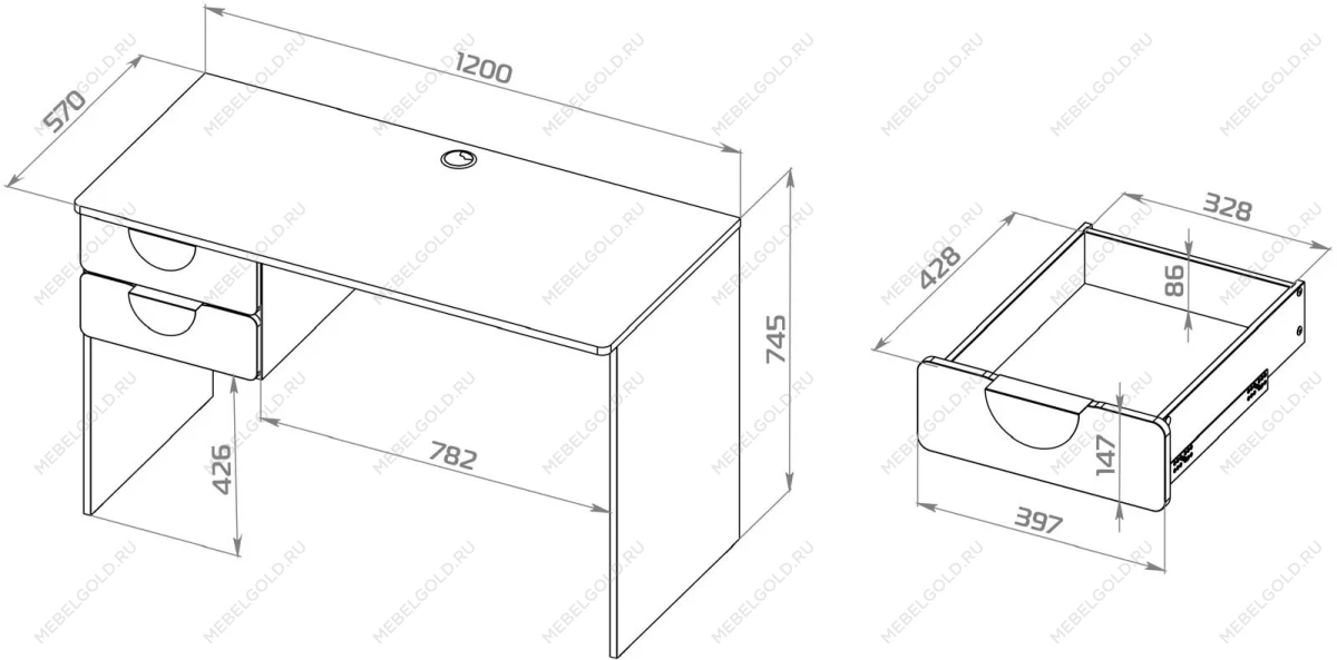 Стол письменный детский Пикси 120х75х57, белый (робкий подснежник) | изображение 19