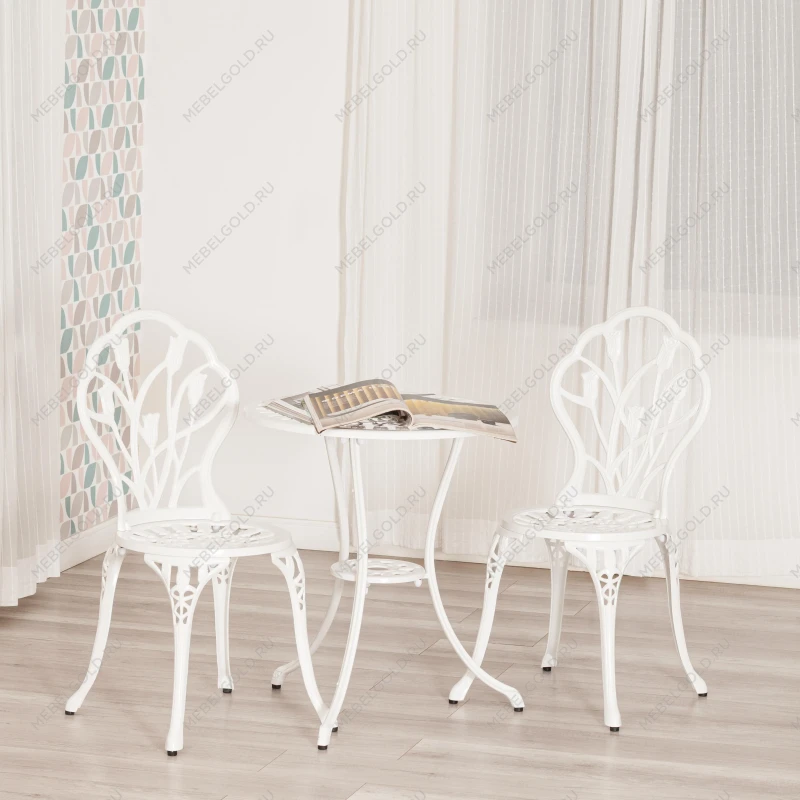 Комплект Secret De Maison Waltz of flowers (стол +2 стула), алюминиевый сплав, D60/H67, 52Х40Х89см, butter white | изображение 10