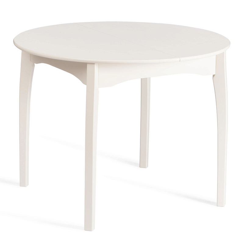 Стол DIAMANTE круглый, бук, мдф, шпон дуба, 100 х 100+30 х 75 см, Ivory white