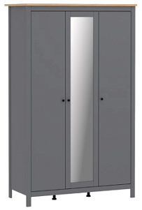 САГА шкаф 3 двери с зеркалом серый/ясень