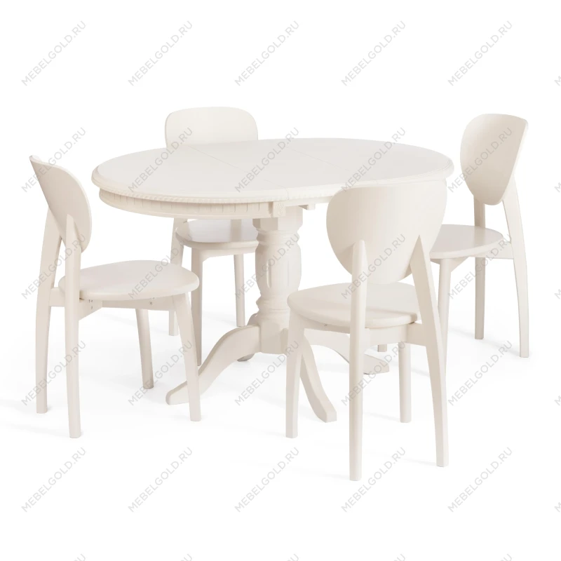 Стол STEFANO круглый, бук, мдф, D90+30x77см, Ivory white | изображение 7