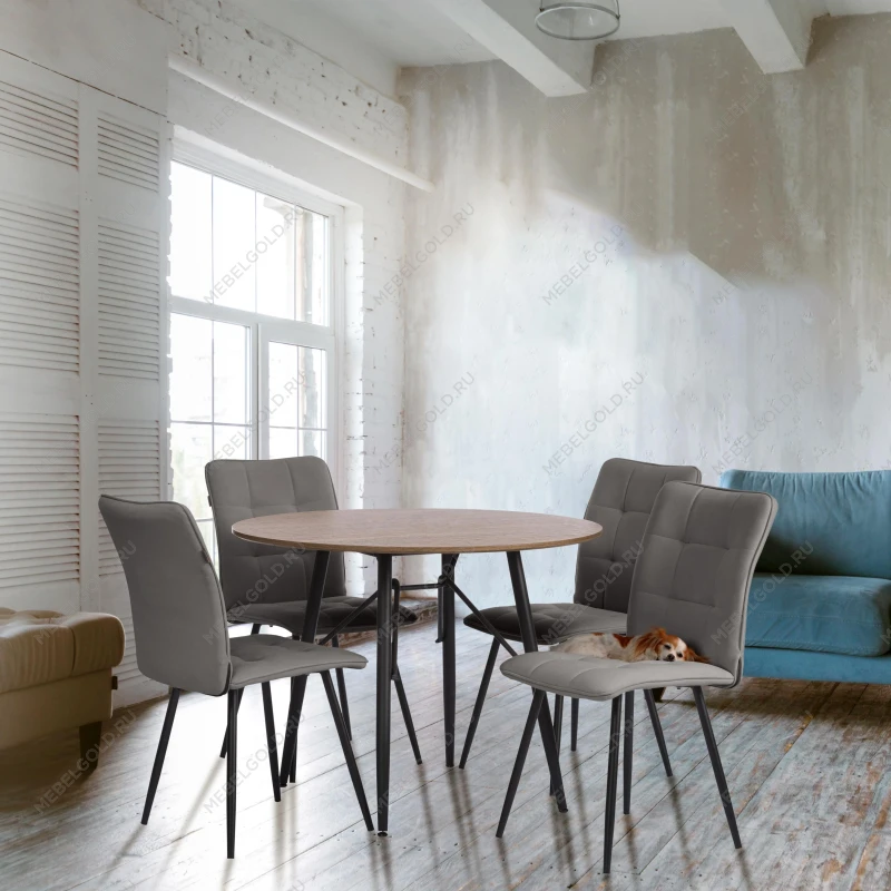 Стул обеденный Bari, флок, серый/черный, 29, 46х55х89 | изображение 8