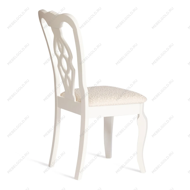 Стул - Афродита/Aphrodite, дерево гевея, 46х54х99см, Ivory white, ткань кремовая с рисунком (А04) | изображение 2