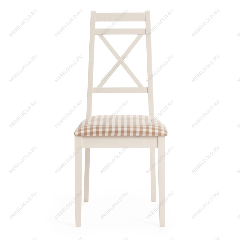 Стул Picasso ( PC-SC ), дерево гевея, 45х53х97см, ivory white (слоновая кость 2-5), ткань: клетка мелкая (S505-18) | изображение 3