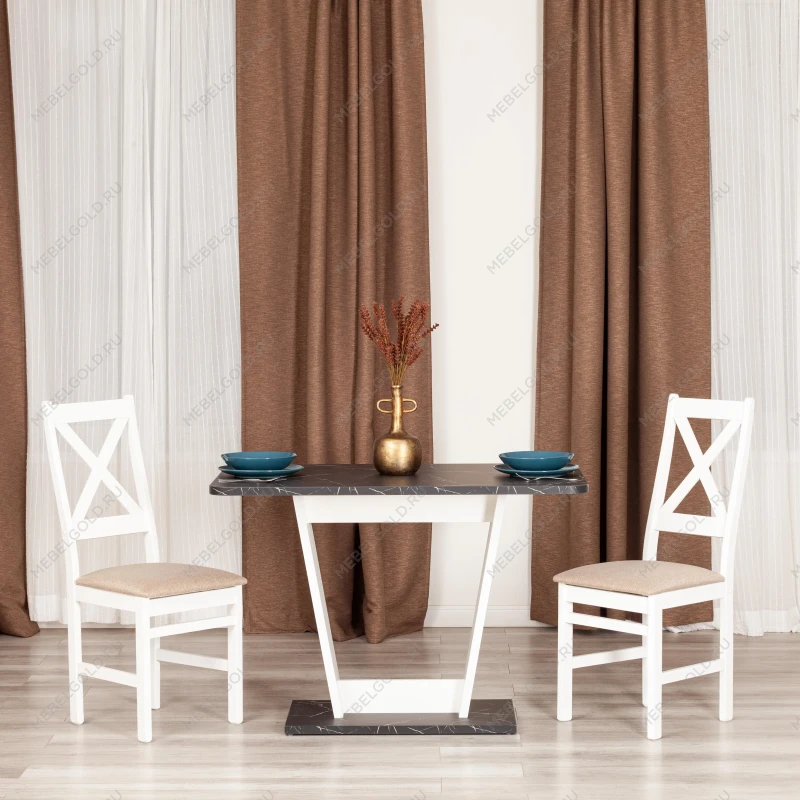 Стол обеденный TIBI нераздвижной, ЛДСП, 68,6 х 110 х 75 см, Мрамор черный/Белый | изображение 7