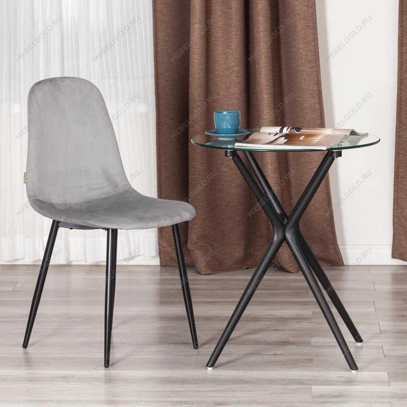 Стул BREEZE (mod. JSC-58), Велюр/металл, 44 х 53 х 86 см, grey (серый) HLR 19 / черный | изображение 8