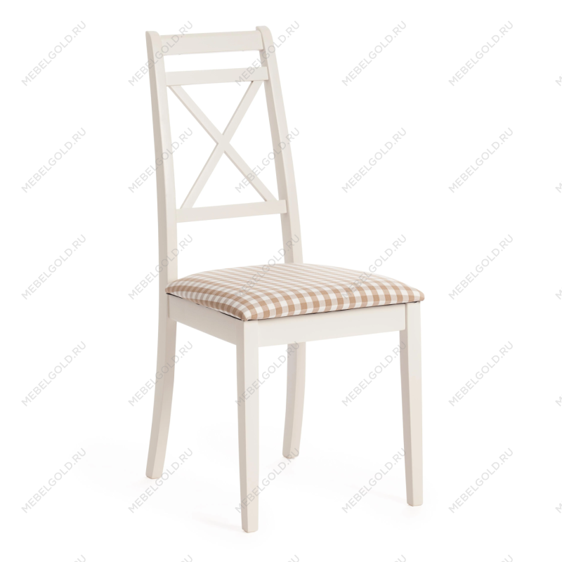 Стул Picasso ( PC-SC ), дерево гевея, 45х53х97см, ivory white (слоновая кость 2-5), ткань: клетка мелкая (S505-18)