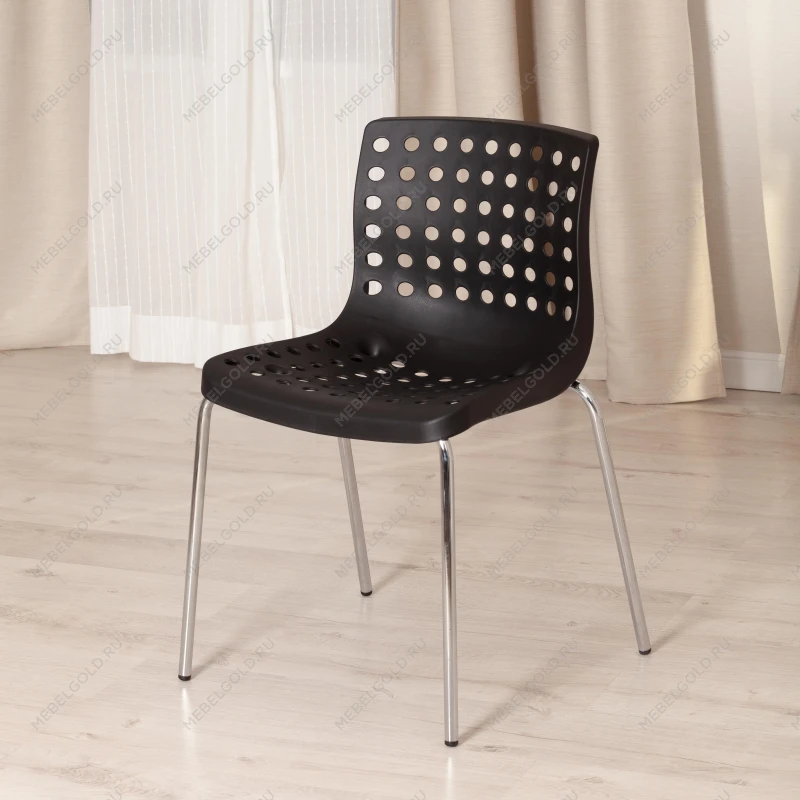 Стул SKALBERG (mod. C-084-A), металл/пластик, 46 х 56 х 79 см, Black (черный) / Chrome (хром) | изображение 10