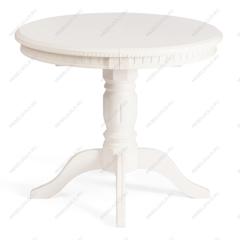 Стол STEFANO круглый, бук, мдф, D90+30x77см, Ivory white