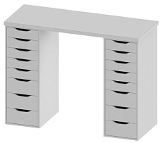 ИНГАР стол письменный ИКЕА / IKEA белый, 140x75, с двумя высокими тумбами