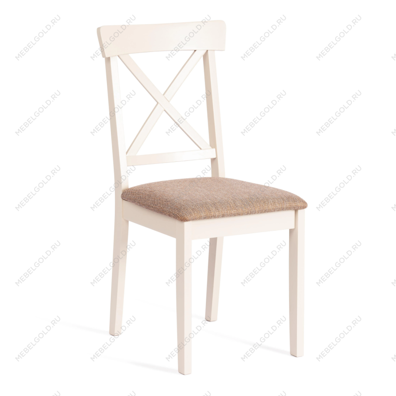 Стул Гольфи 2/Golfi 2, дерево гевея, 45*51*94, ivory white, ткань кор.-зол. (1505-9)