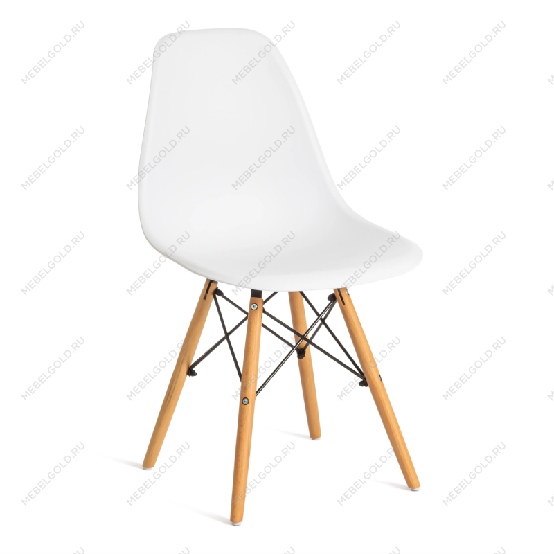 Стул CINDY (EAMES) (mod. 1801), дерево бук/металл/сиденье пластик, 45x51x82 см, White (белый)