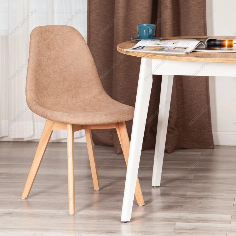 Стул CINDY SOFT (mod. C1021F1-1), фактурный велюр/дерево бук, 55 х 48 х 83 см, Бежевый LY1701-4 / натуральный | изображение 9