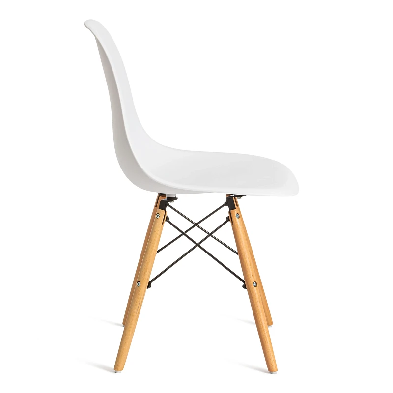 Стул CINDY (EAMES) (mod. 1801), дерево бук/металл/сиденье пластик, 45x51x82 см, White (белый) | изображение 1