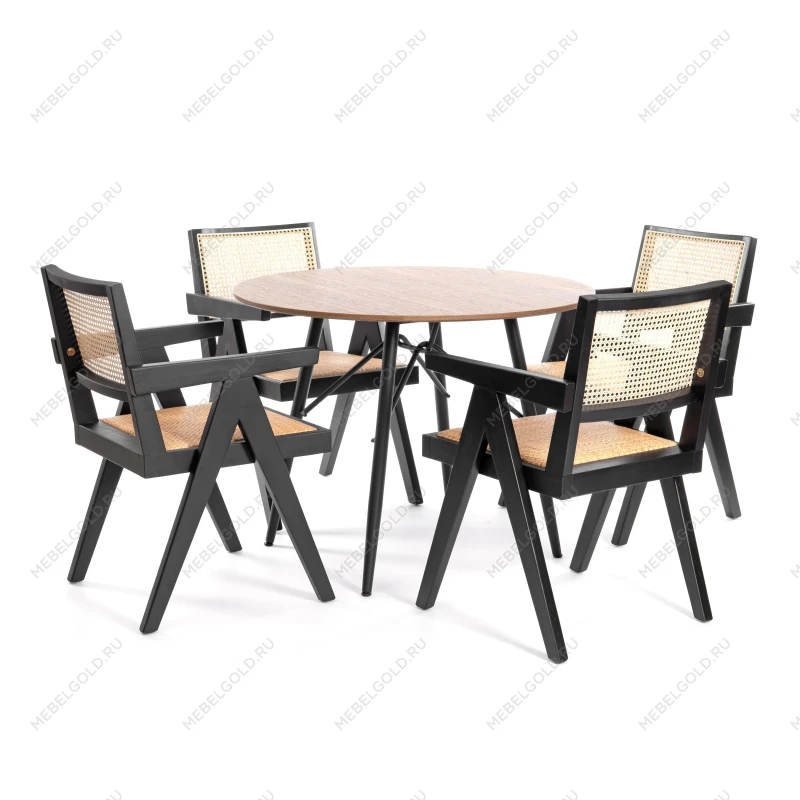 Кресло LOKI, дерево вяз/ротанг, черный, 50х50х84 см | изображение 11