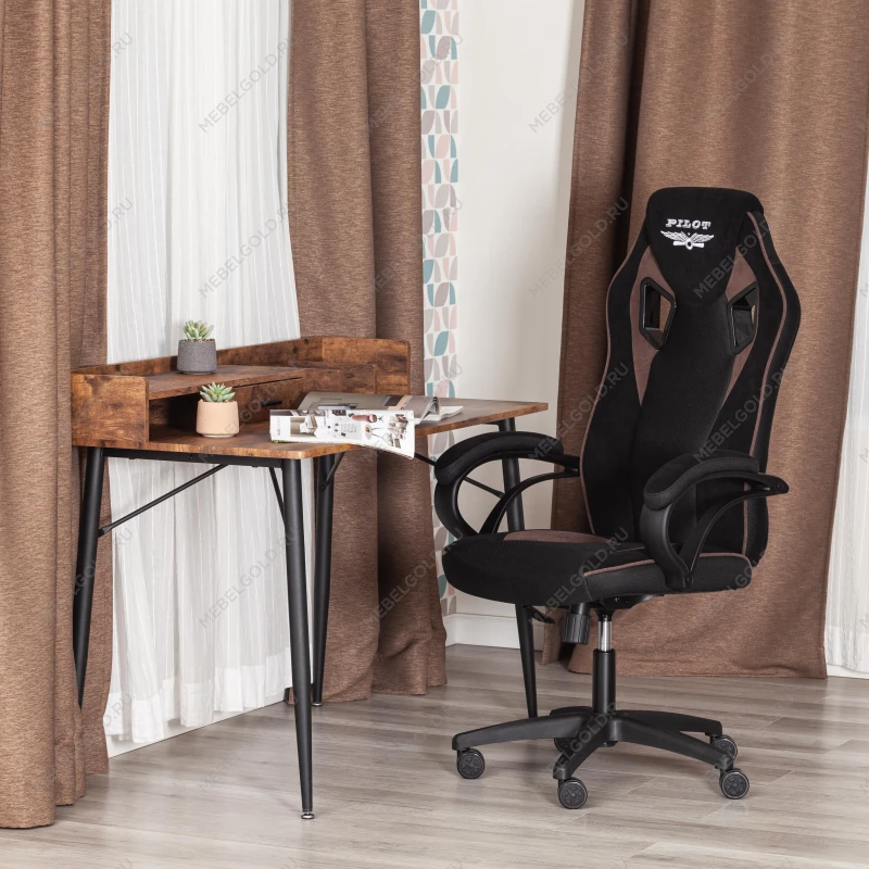 Кресло PILOT (24), флок/ткань, черный/черный/коричневый, 35/TW-11/6 | изображение 12