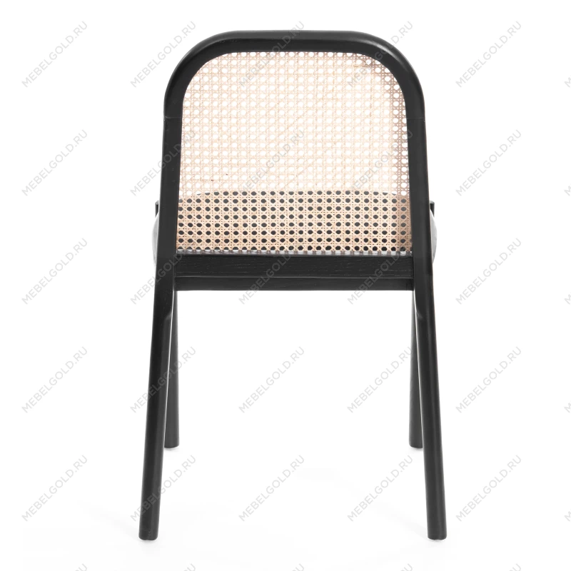 Стул FREYA, дерево вяз/ротанг, ткань лён, черный/черный лен, 46х41х79,5 см | изображение 3